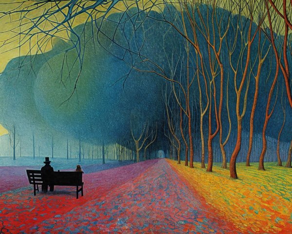 Serene Landscape with Vibrant Path and Autumn Leaves