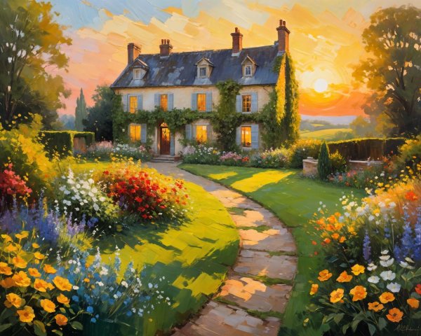 Charming Countryside Home Surrounded by Vibrant Garden