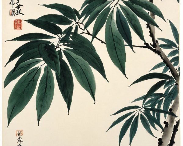 Lush Green Leaves with Intricate Details and Textures