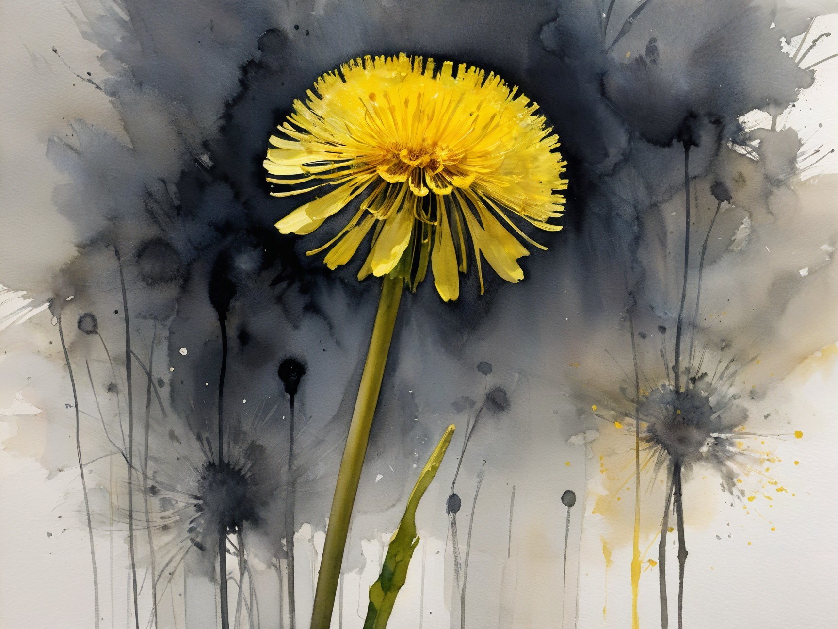 Vibrant Yellow Dandelion Against Abstract Background