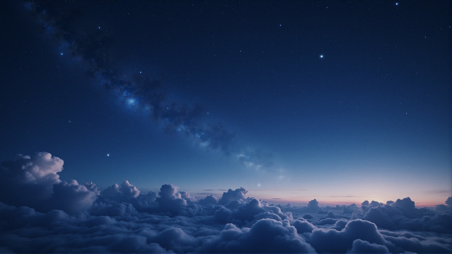 Night Sky with Stars, Galaxy, and Twilight Clouds