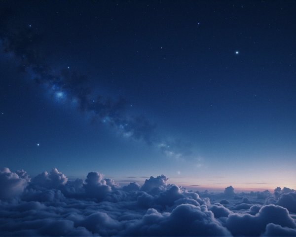 Night Sky with Stars, Galaxy, and Twilight Clouds
