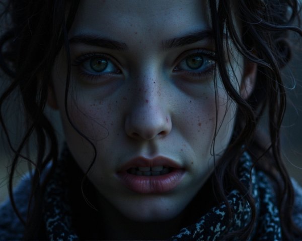 Portrait of a Young Woman with Expressive Features