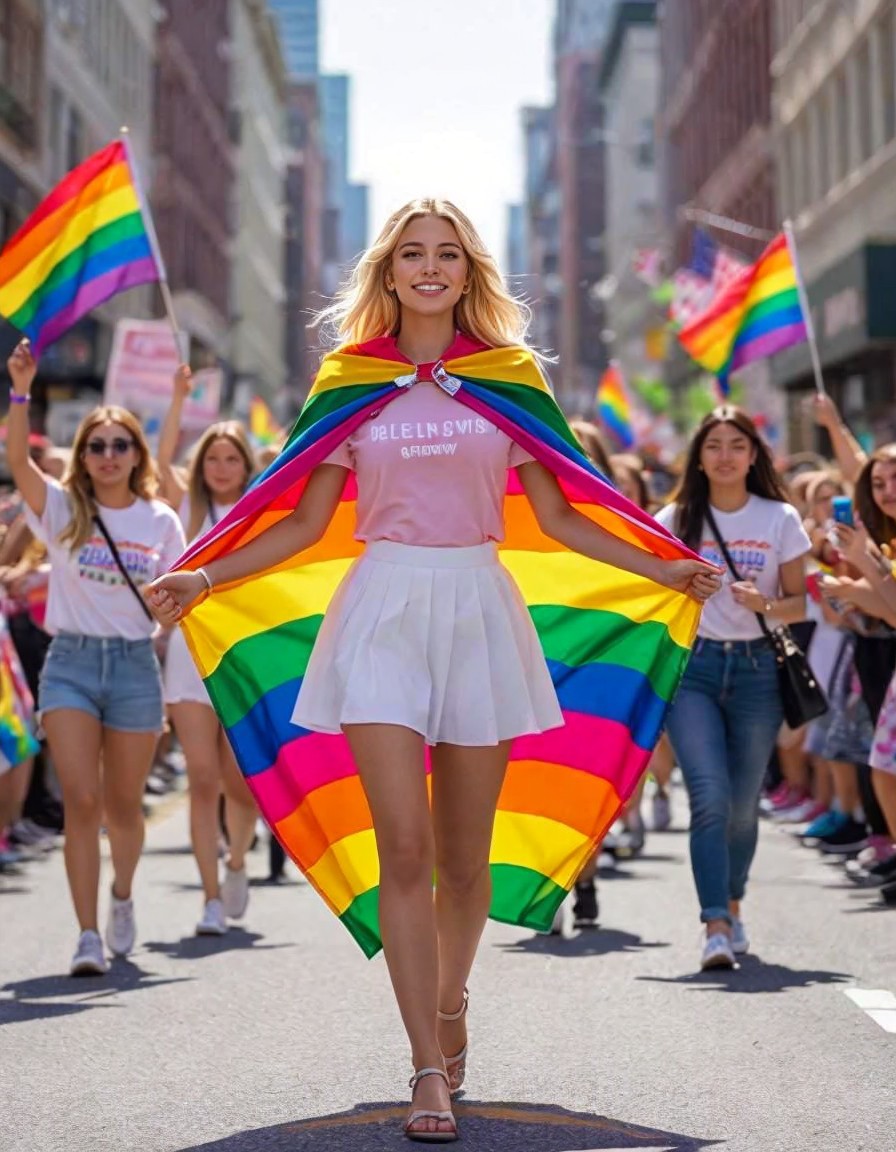 Lively Pride Parade with Colorful Flags and Banners