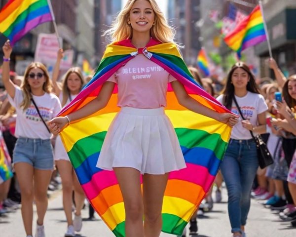 Lively Pride Parade with Colorful Flags and Banners