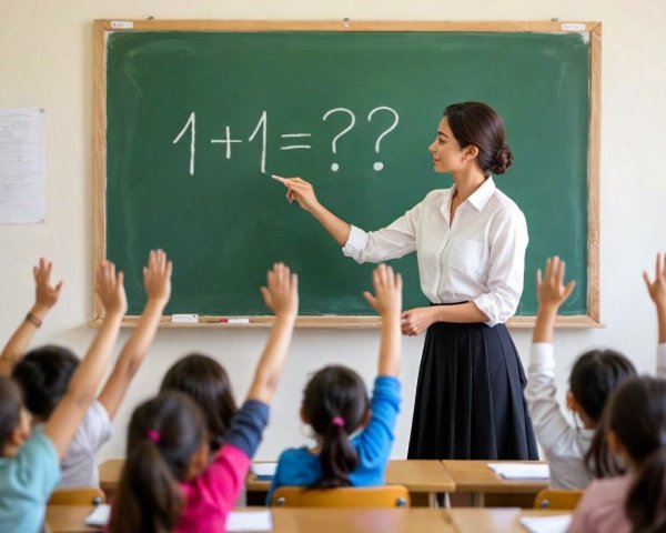 Female Teacher Engaging Students with Math Equation