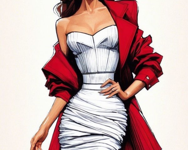 Fashion Illustration of Model in Chic Outfit