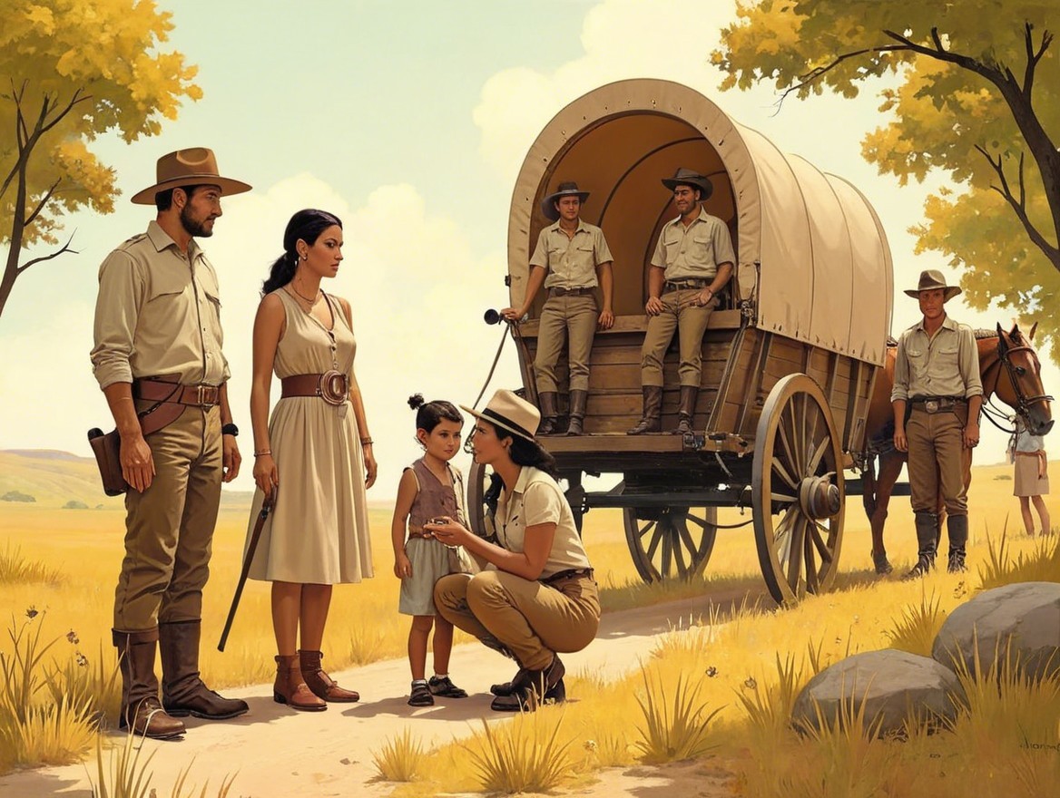 Pioneer Spirit in a Sunlit Rustic Landscape Scene