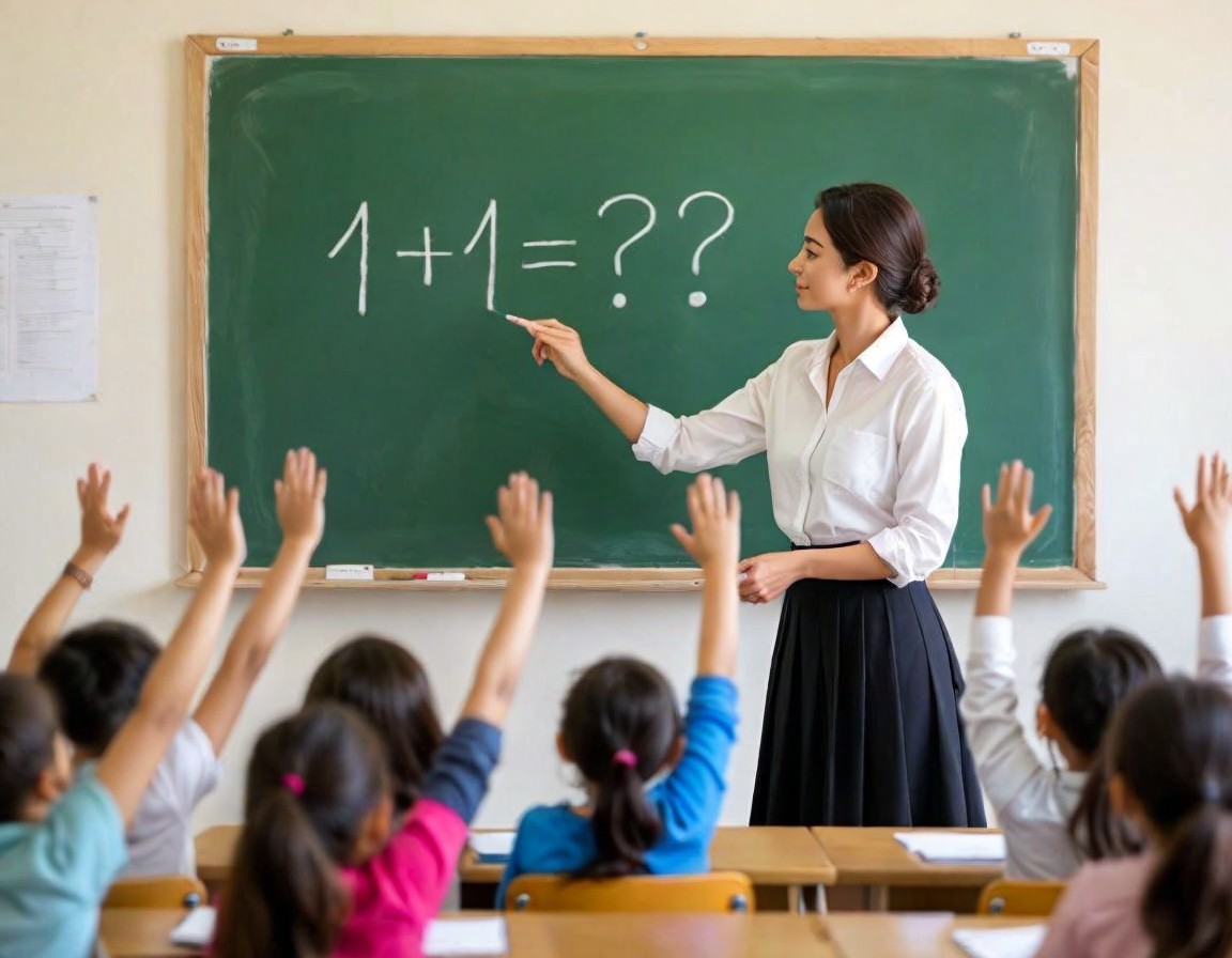 Female Teacher Engaging Students with Math Equation