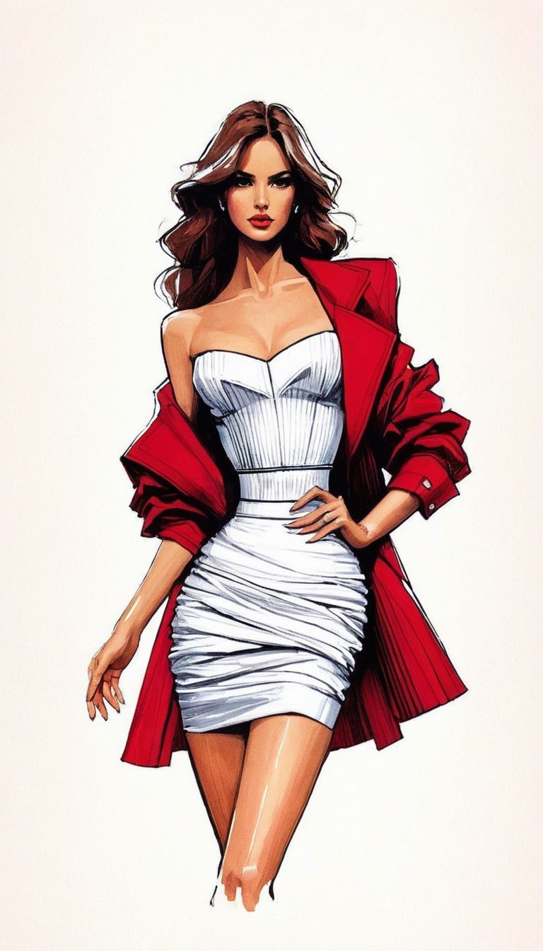 Fashion Illustration of Model in Chic Outfit
