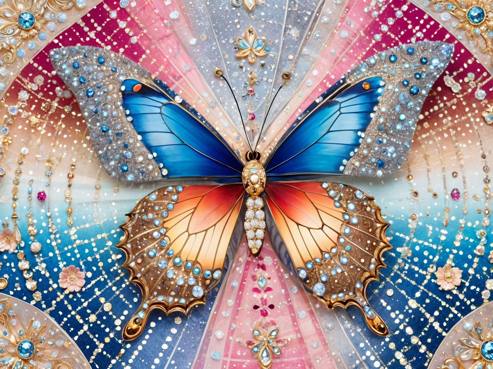 Butterfly Design with Jewels and Vibrant Colors