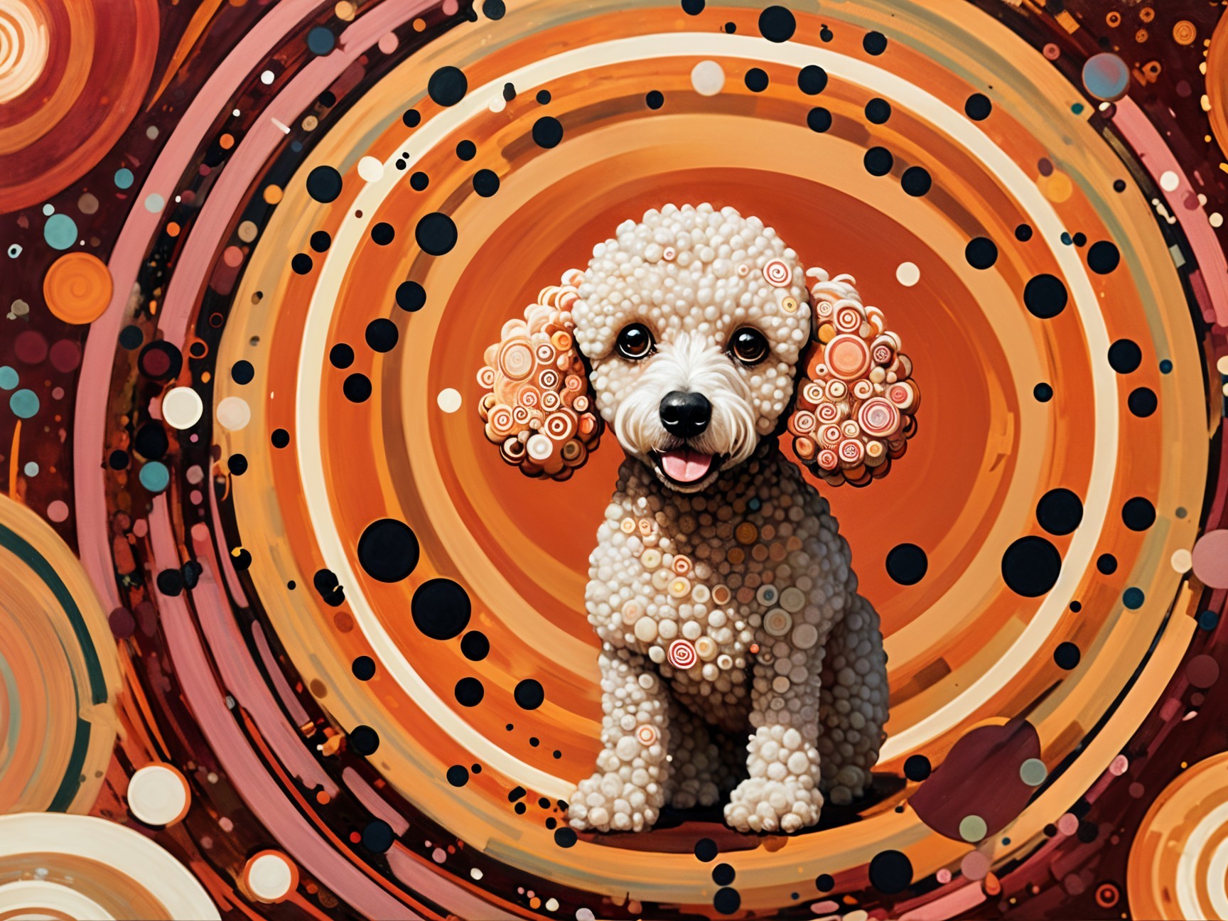 Whimsical Portrait of a Fluffy Poodle with Colors