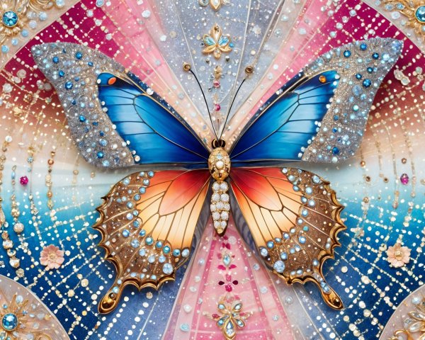 Butterfly Design with Jewels and Vibrant Colors