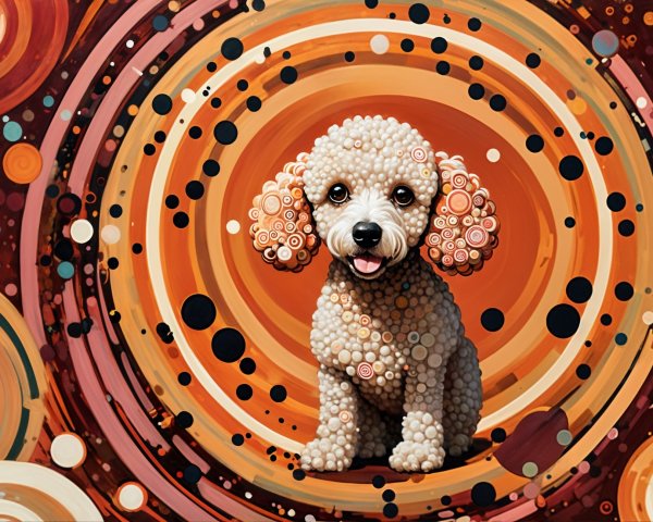Whimsical Portrait of a Fluffy Poodle with Colors