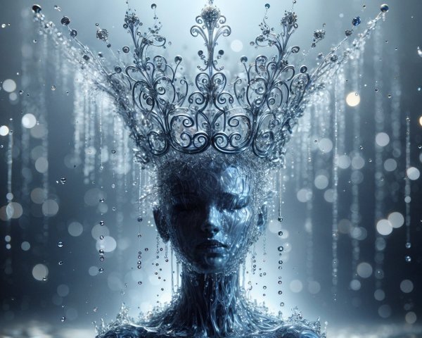Figure Emerging from Water with Intricate Crown