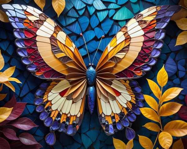 Vibrant Butterfly Art on Turquoise Background