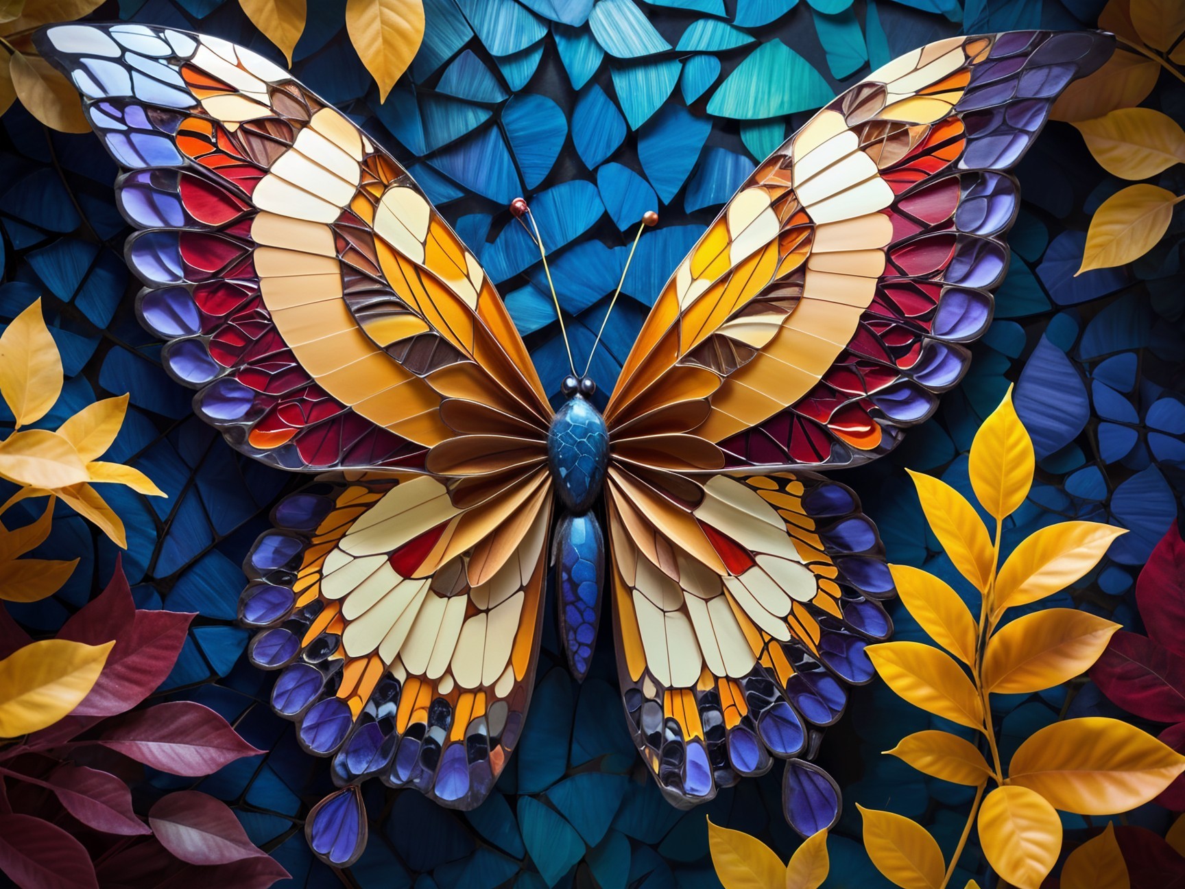 Vibrant Butterfly Art on Turquoise Background