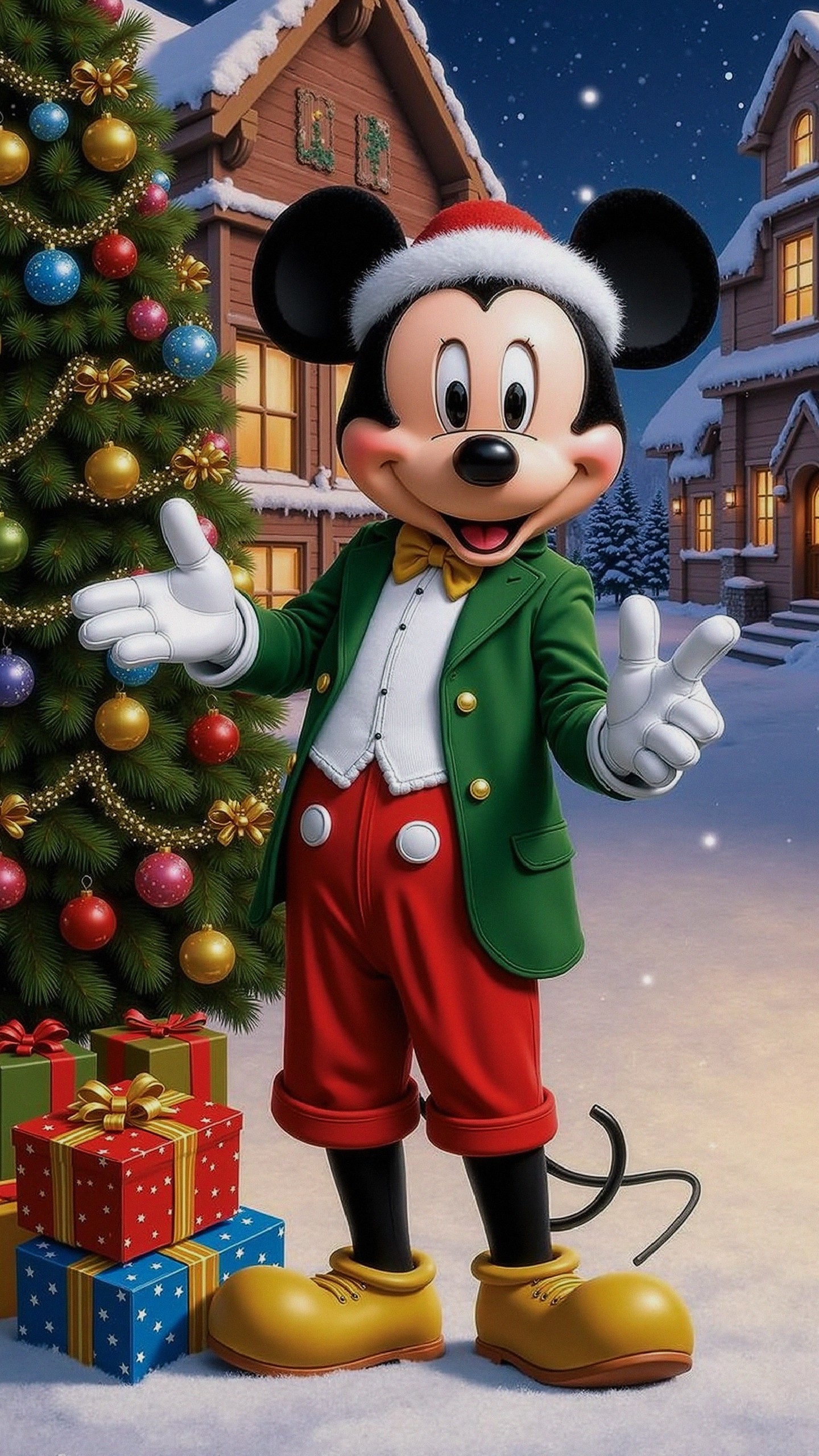 Mickey Mouse in a Winter Wonderland Holiday Scene