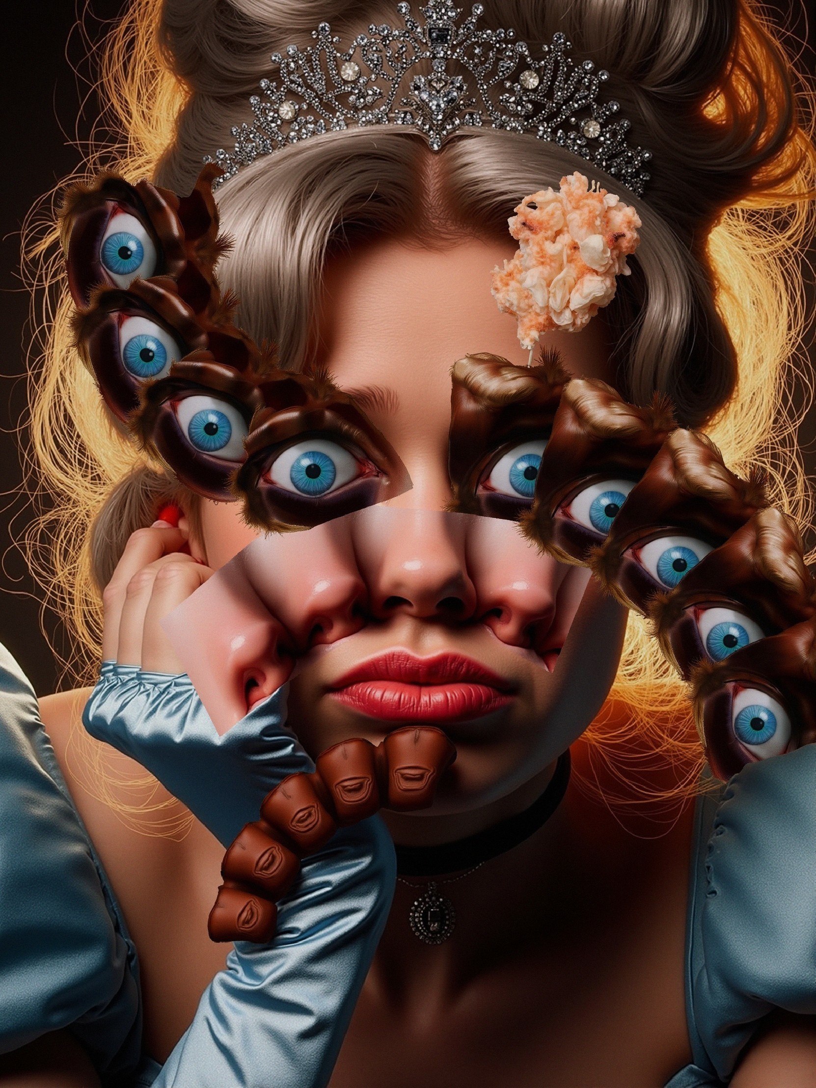 Surreal Portrait of a Woman with Distorted Features