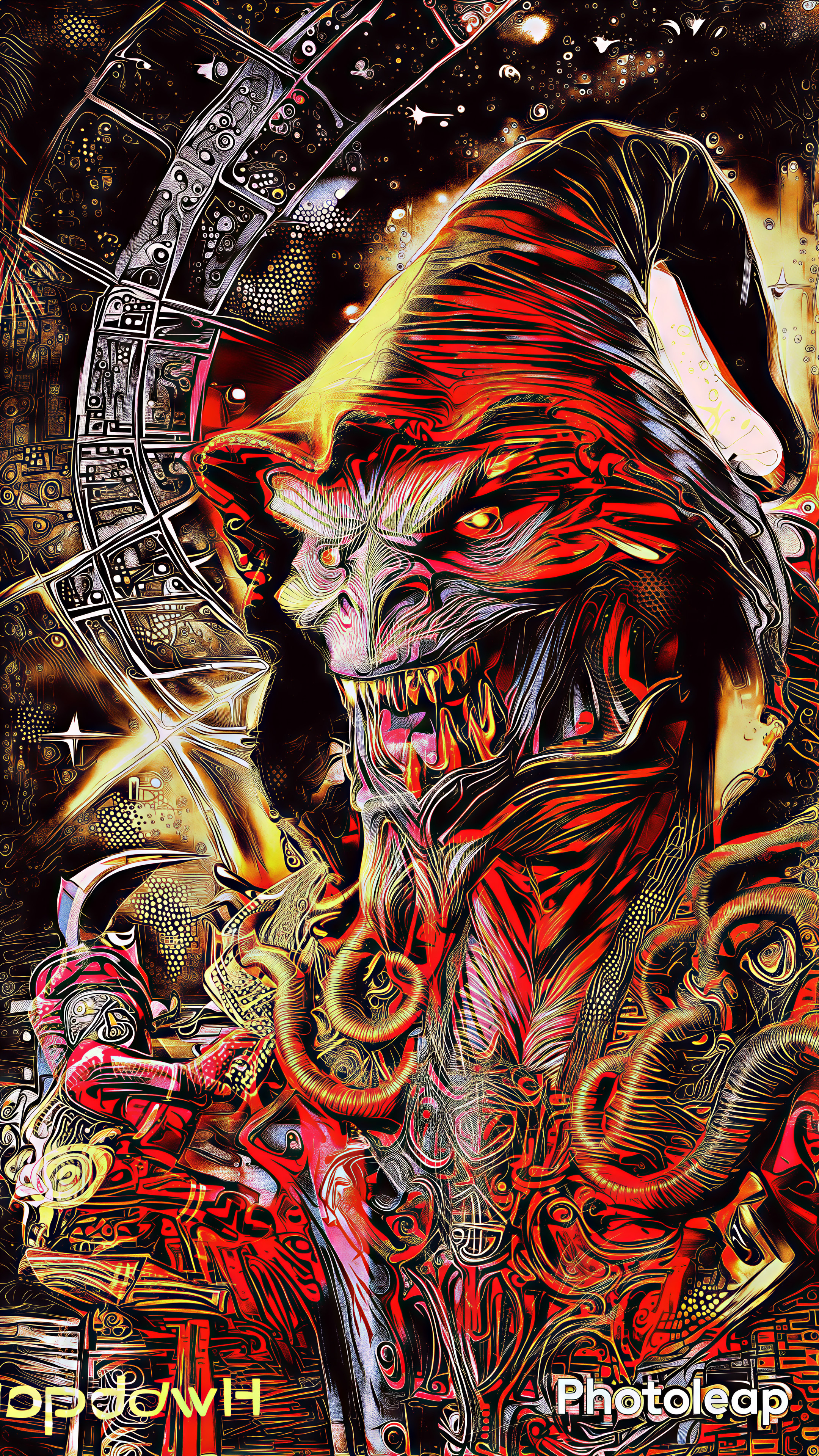 Fantastical creature with vivid colors and surreal details