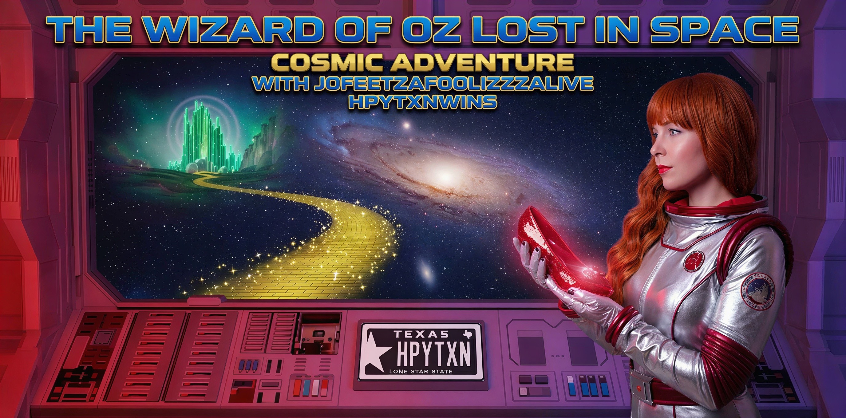 Futuristic poster of a woman in astronaut suit