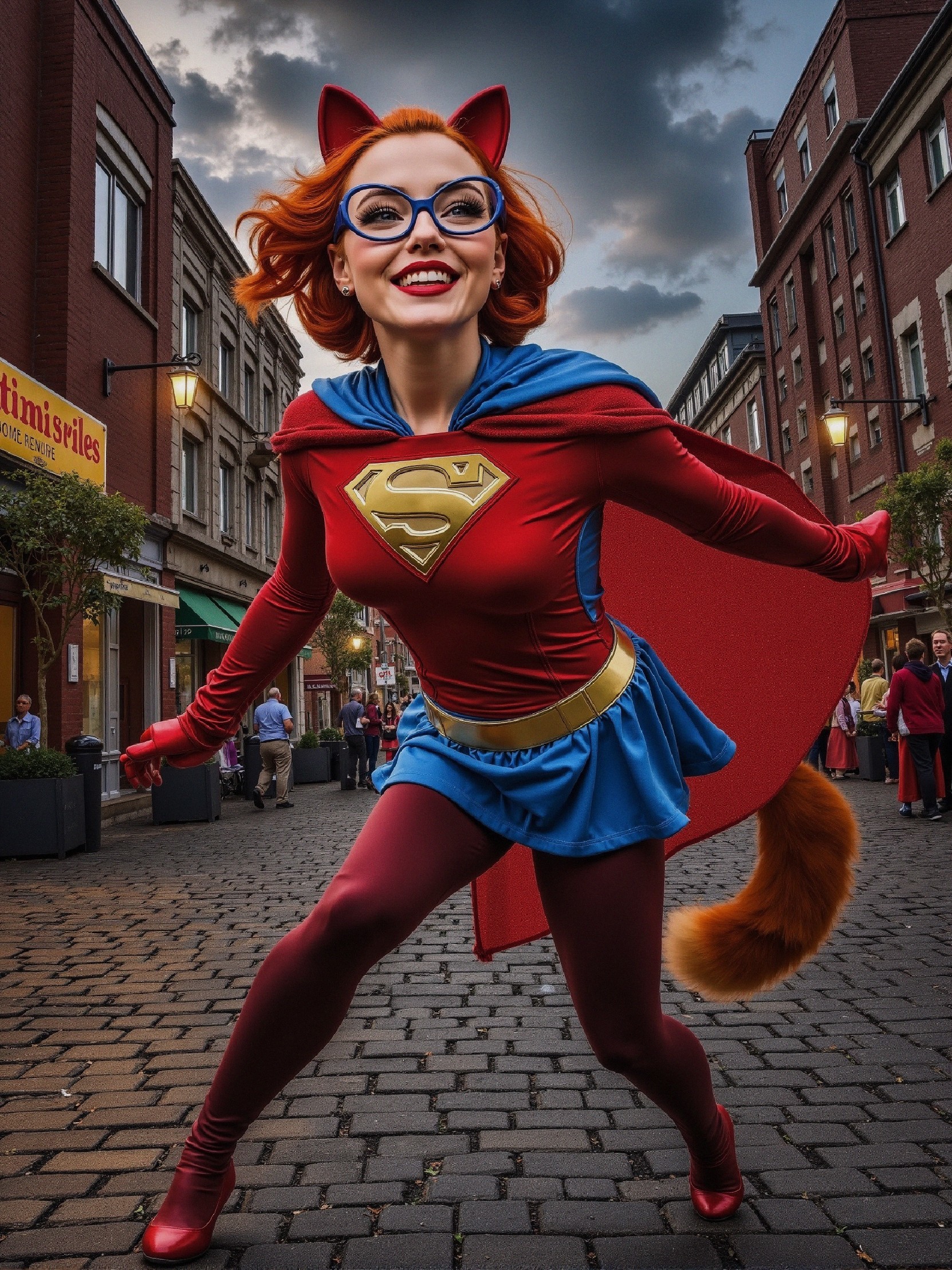 Playful Superhero Character in Vibrant Costume