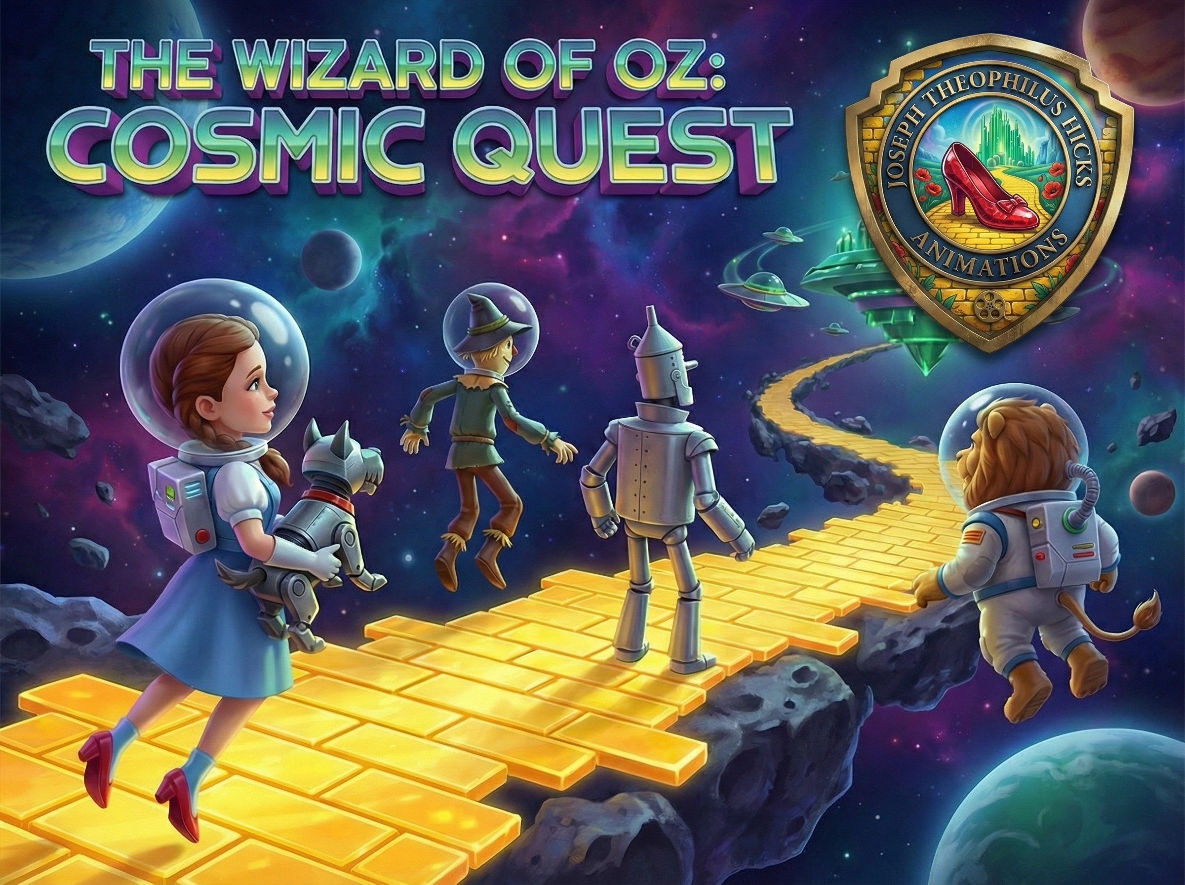 Illustration of Space-Themed Wizard of Oz Characters