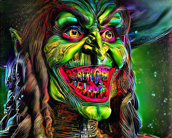 Vibrant Witch Illustration with Colorful Details
