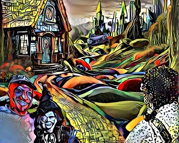 Couple on Yellow Brick Road in Whimsical Costumes