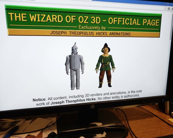 Computer Monitor Displaying Wizard of Oz 3D Page