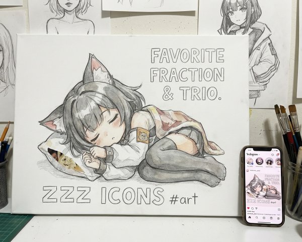 Art Supplies and Anime Illustration Flat Lay Setup