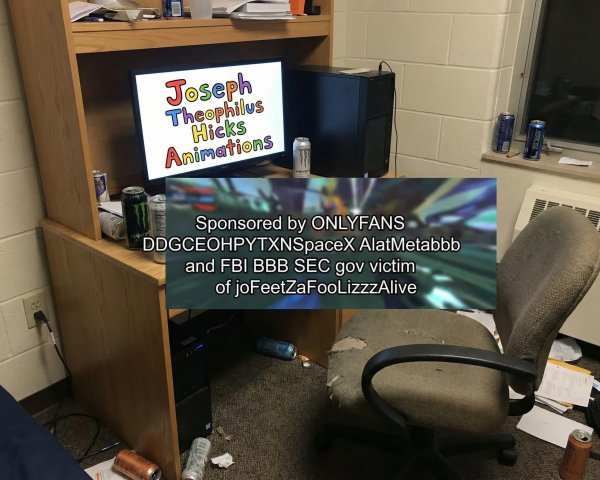 Cluttered Dorm Room Desk with Computer and Energy Drinks