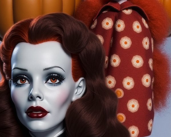 Stylized Halloween Dolls with Decorative Pumpkins