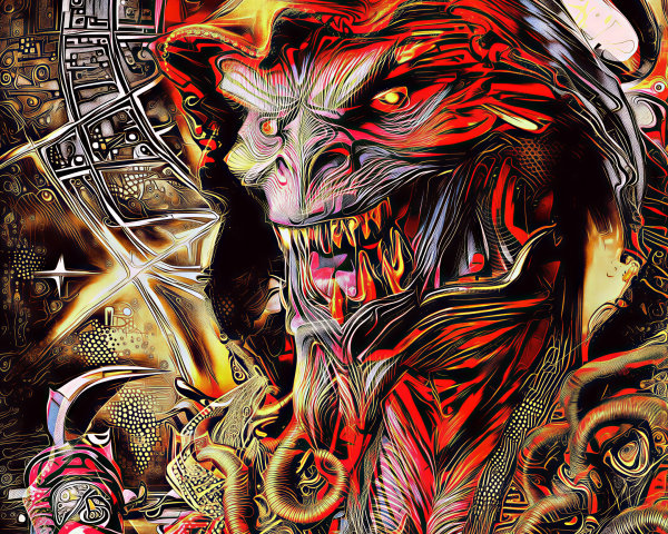 Fantastical creature with vivid colors and surreal details