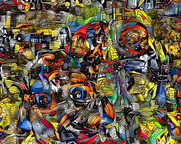Vibrant Abstract Collage with Intricate Patterns and Colors