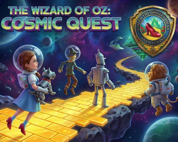 Illustration of Space-Themed Wizard of Oz Characters