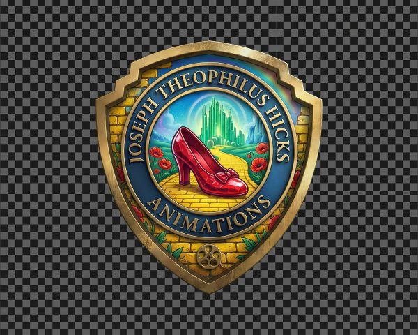 Gold Framed Badge with Emerald City and Ruby Slipper