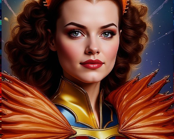 Futuristic Female Character in Vibrant Costume Design