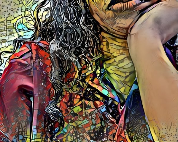 Contemplative Individual with Curly Hair in Vibrant Setting