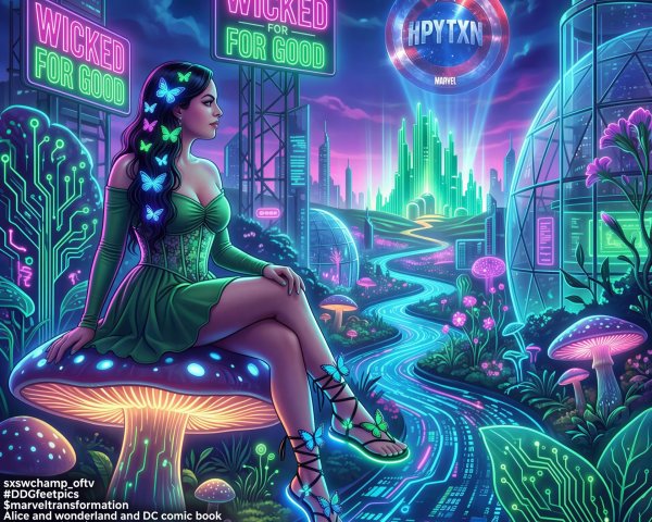 Futuristic Landscape with Nature and Technology Elements