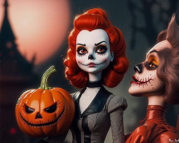 Halloween-Themed Dolls with Spooky Designs and Details