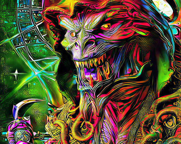 Surreal Character in Vibrant Cosmic Setting