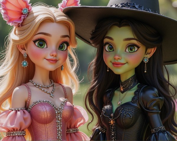 Enchanting Characters in a Colorful Outdoor Setting