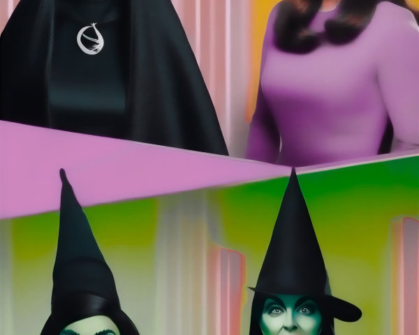 Women in Witch Costumes with Iconic Hats and Styles