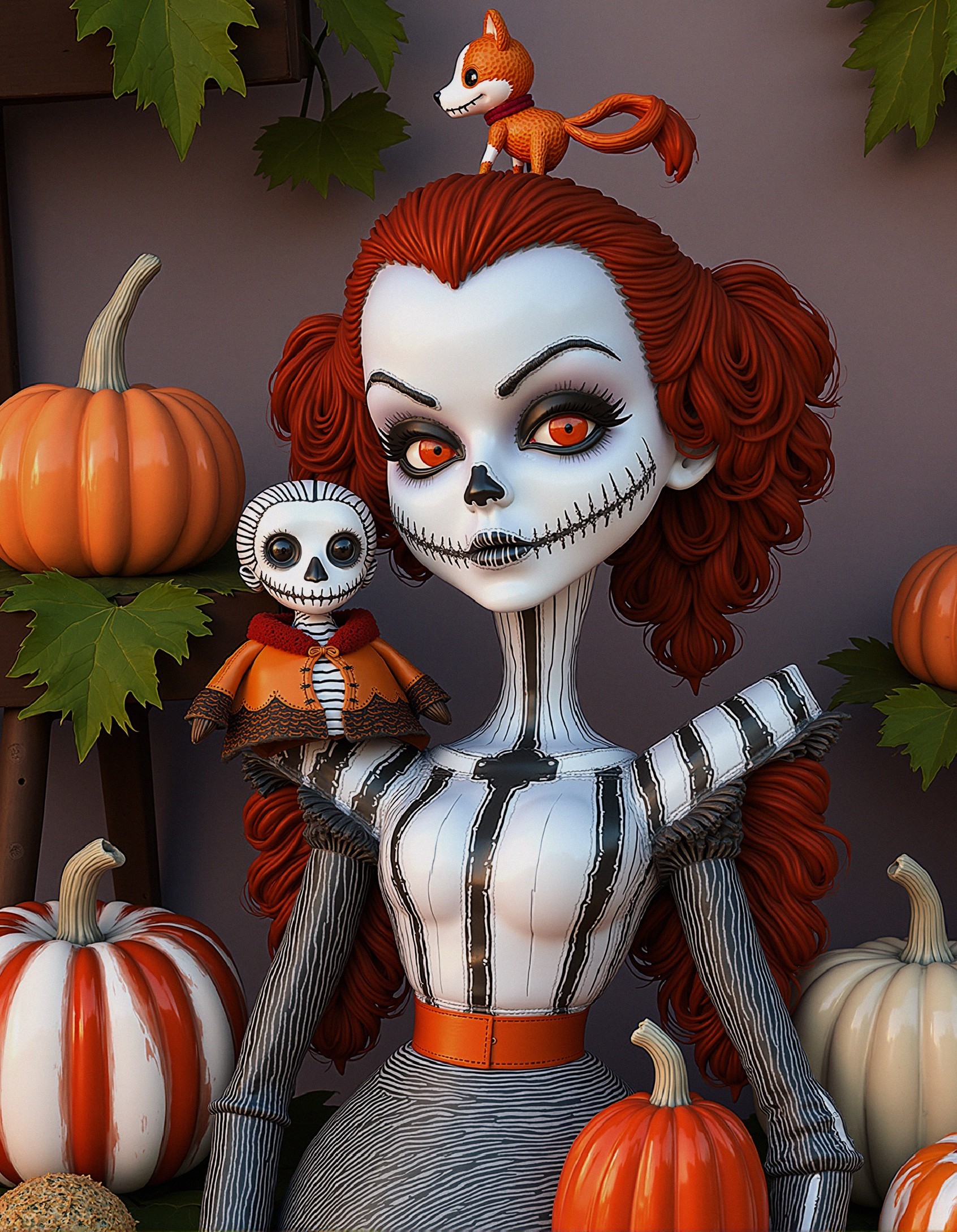 Whimsical Figure Among Autumn's Embrace
