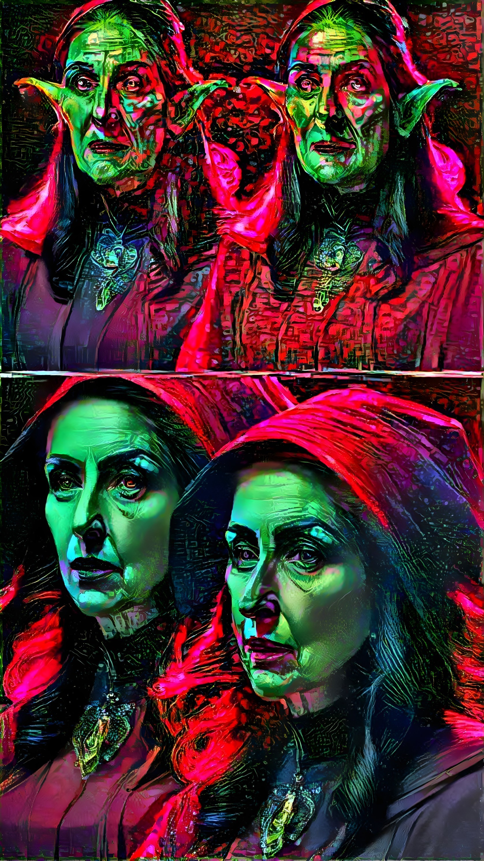 Figures with Pointed Ears in Vibrant Clothing