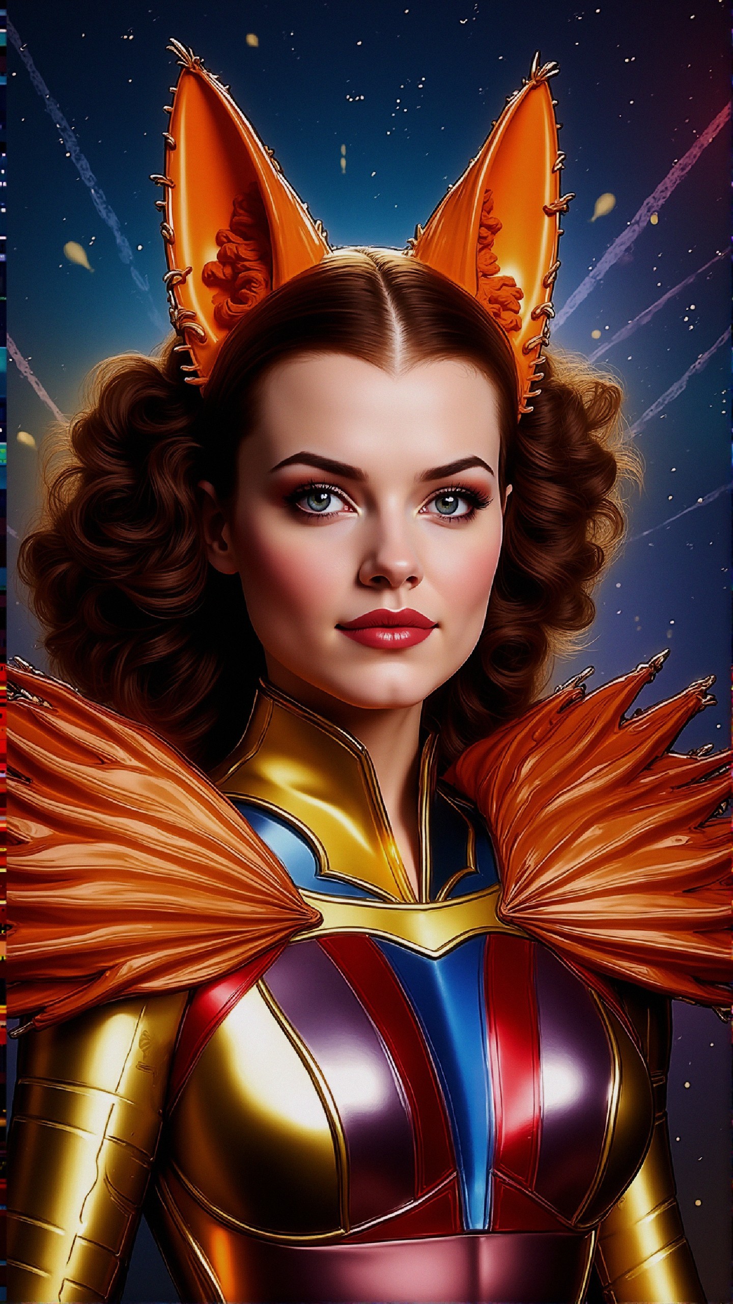 Futuristic Female Character in Vibrant Costume Design