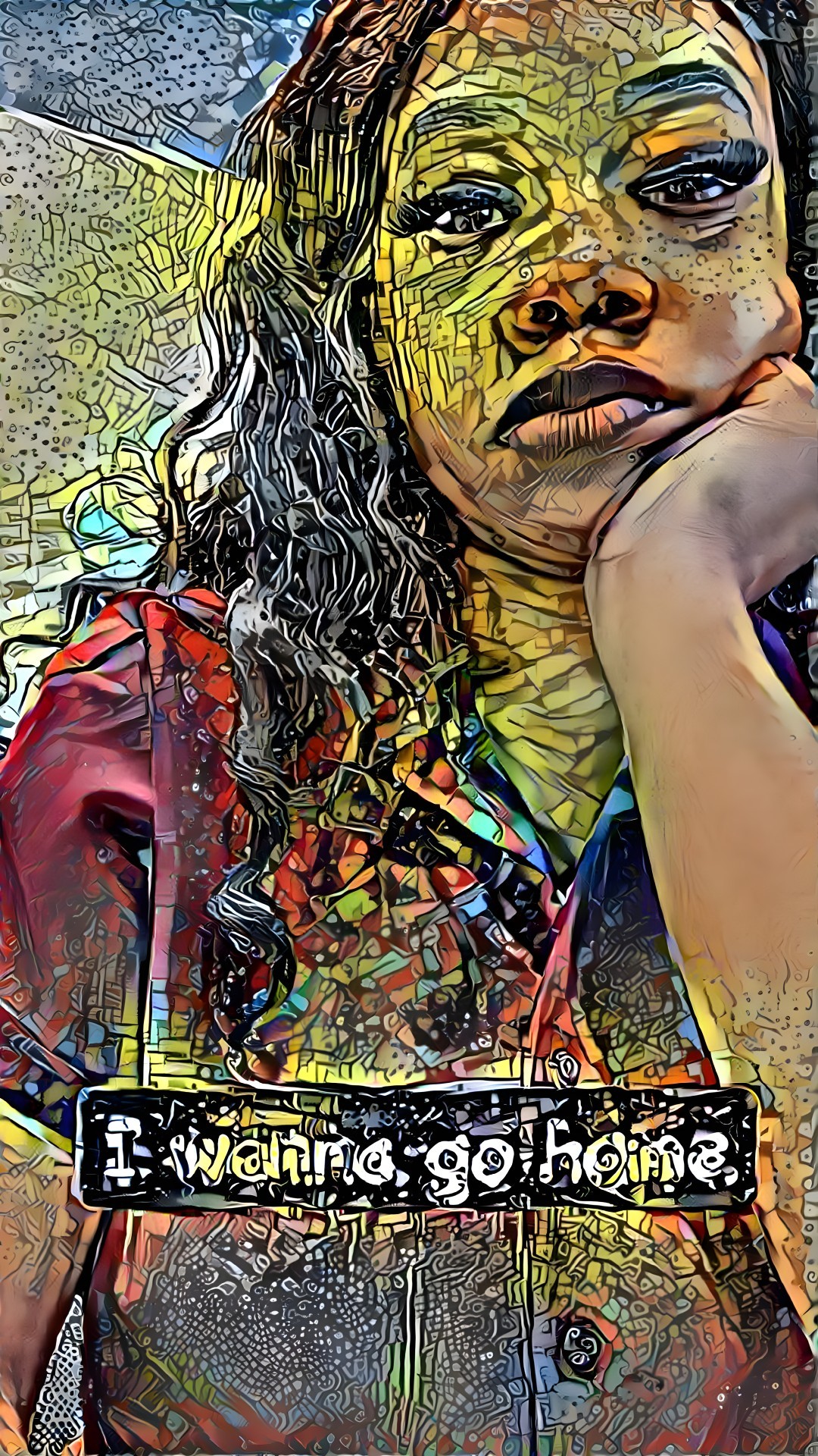 Contemplative Individual with Curly Hair in Vibrant Setting