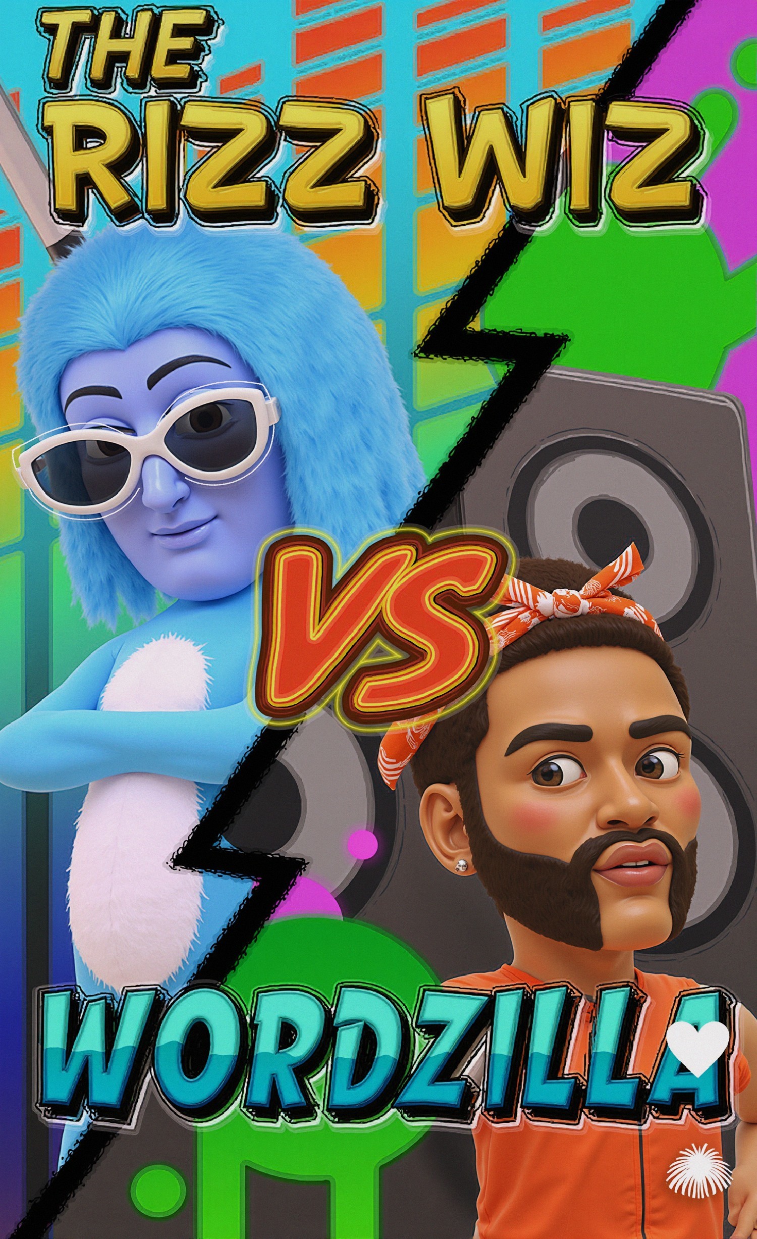 Vibrant Animated Characters in Graffiti Background