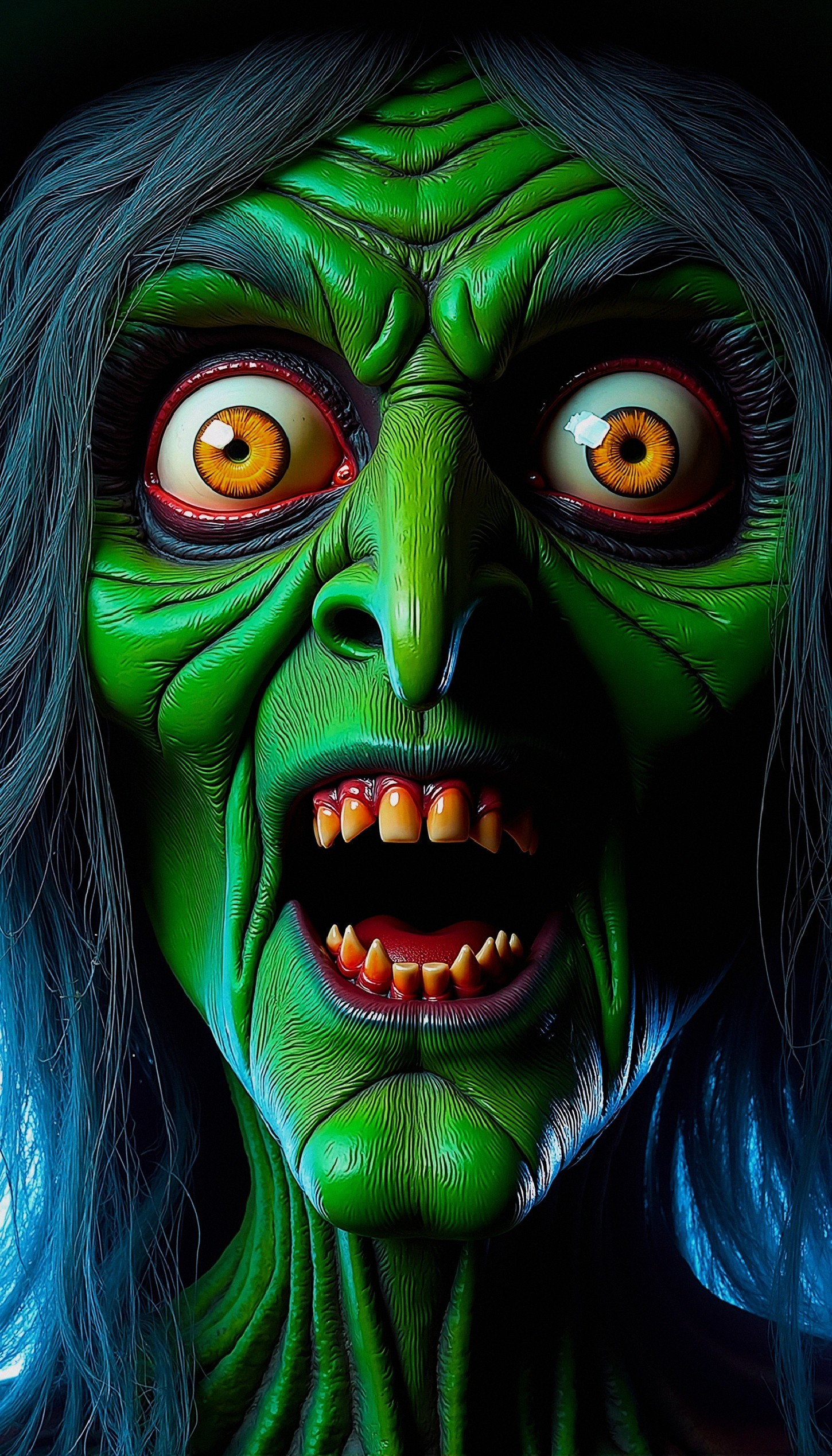 Detailed Description of a Menacing Witch Character